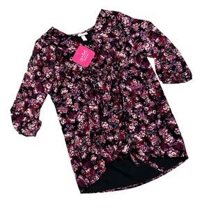 Isabel Maternity Floral Print Button Chiffon Woven Lined Blouse - XS - NWT